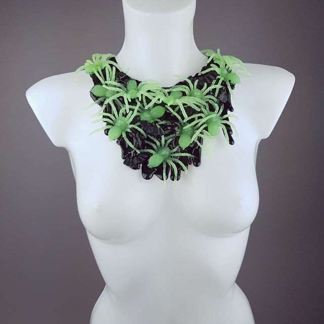"Invasion" Glow-in-the-dark Spiders Neckpiece