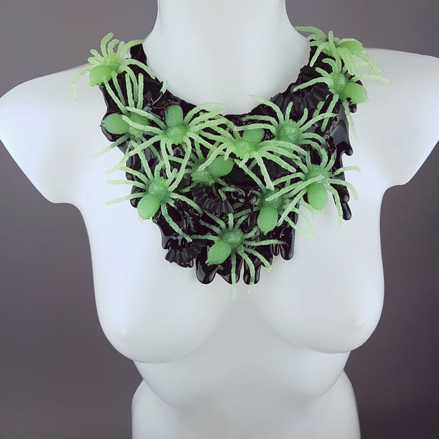 "Invasion" Glow-in-the-dark Spiders Neckpiece