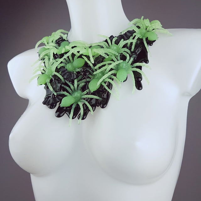 "Invasion" Glow-in-the-dark Spiders Neckpiece