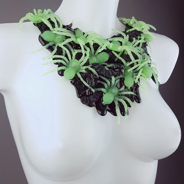 "Invasion" Glow-in-the-dark Spiders Neckpiece