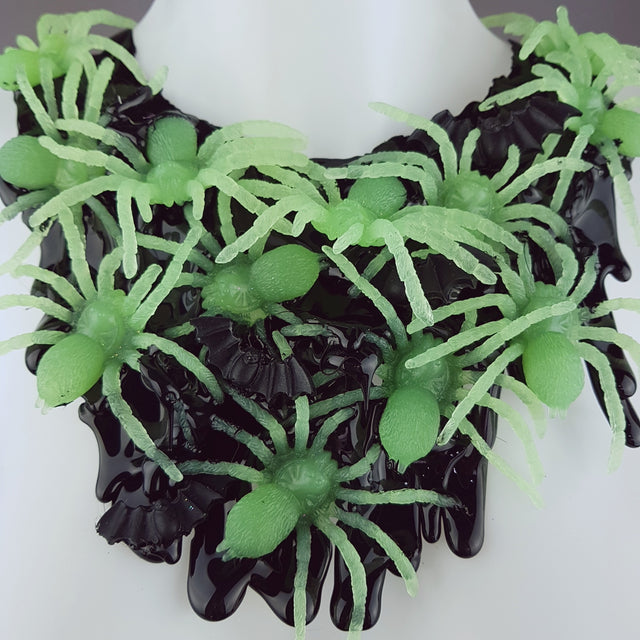 "Invasion" Glow-in-the-dark Spiders Neckpiece