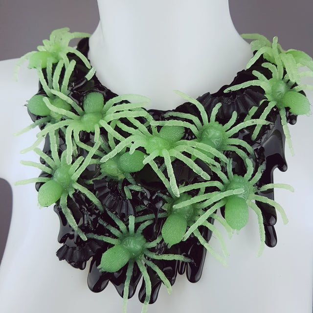 "Invasion" Glow-in-the-dark Spiders Neckpiece
