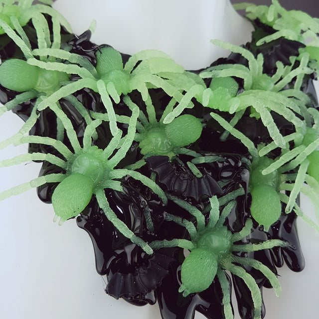 "Invasion" Glow-in-the-dark Spiders Neckpiece