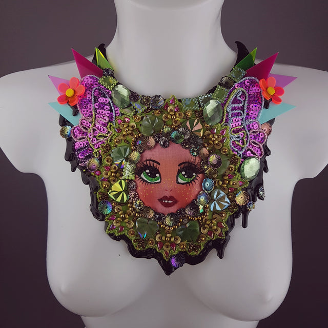 "Mesmerised" Doll Head Statement Neckpiece, Wearable Art
