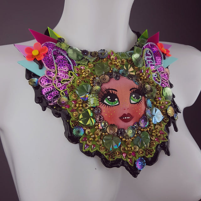 "Mesmerised" Doll Head Statement Neckpiece, Wearable Art