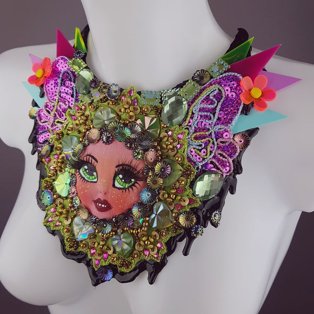 "Mesmerised" Doll Head Statement Neckpiece, Wearable Art