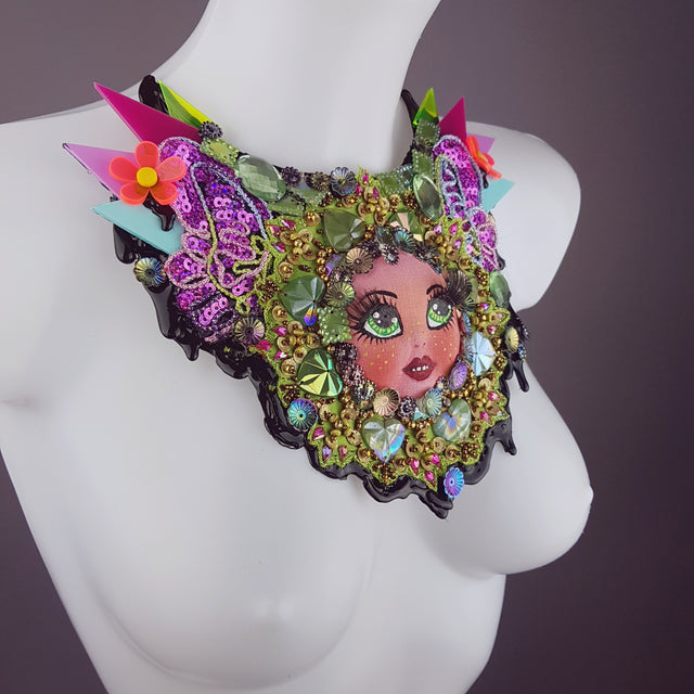 "Mesmerised" Doll Head Statement Neckpiece, Wearable Art