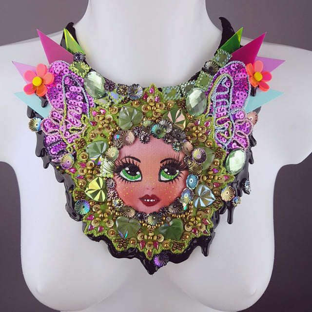 "Mesmerised" Doll Head Statement Neckpiece, Wearable Art
