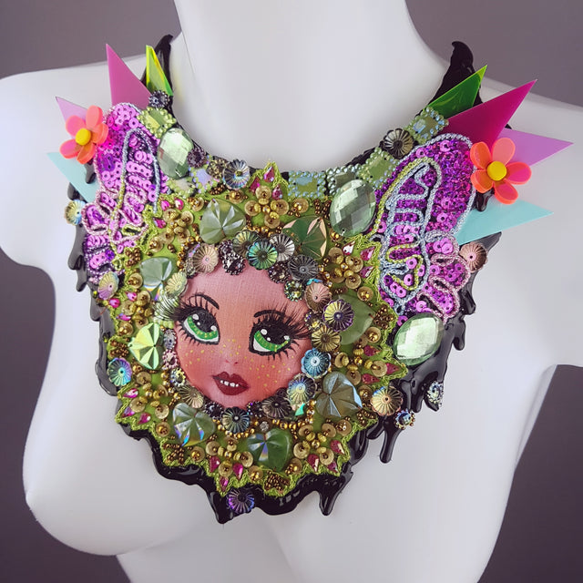 "Mesmerised" Doll Head Statement Neckpiece, Wearable Art