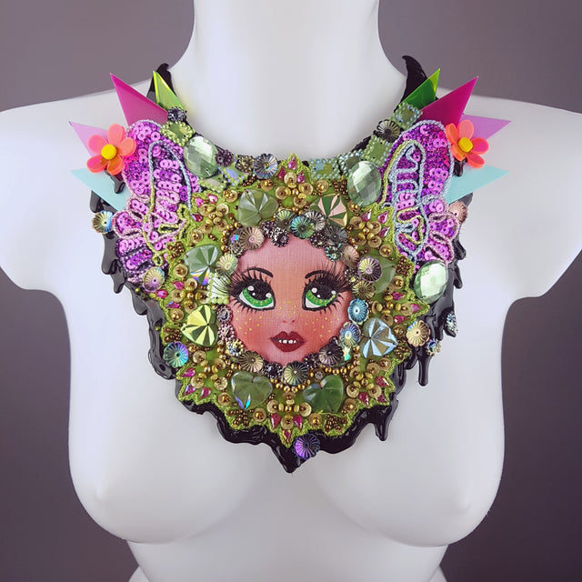 "Mesmerised" Doll Head Statement Neckpiece, Wearable Art