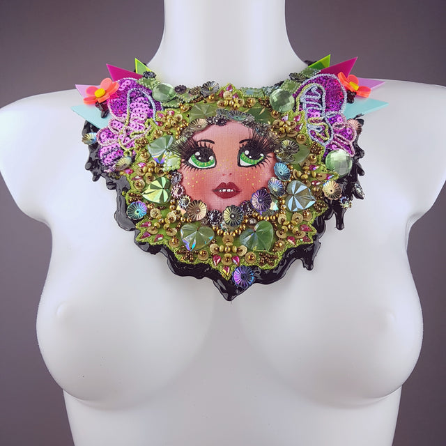 "Mesmerised" Doll Head Statement Neckpiece, Wearable Art