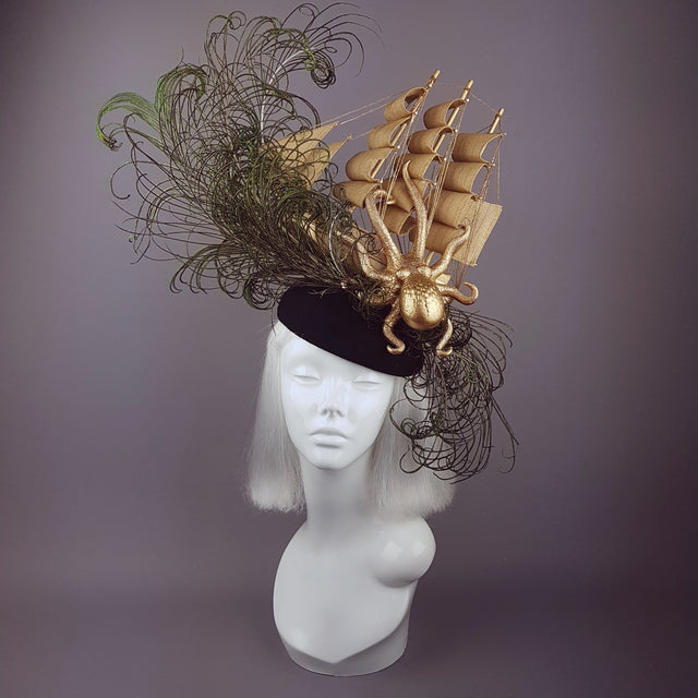 "Tempesta" Gold Ship & Kraken Octopus Hat