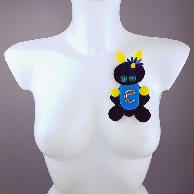 "E for Extra" Acrylic Bunny Rabbit Brooch
