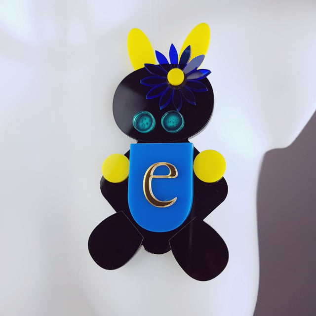 "E for Extra" Acrylic Bunny Rabbit Brooch