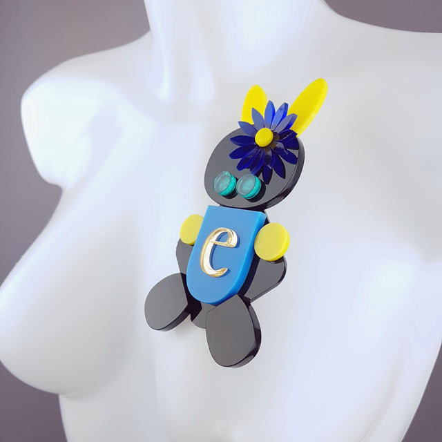 "E for Extra" Acrylic Bunny Rabbit Brooch