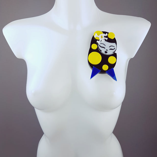 "Yochi" Large Acrylic Doll Brooch