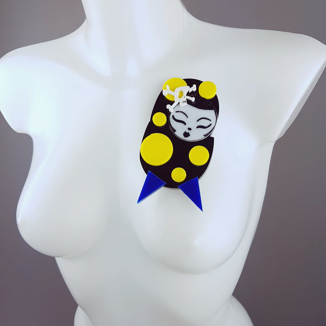 "Yochi" Large Acrylic Doll Brooch