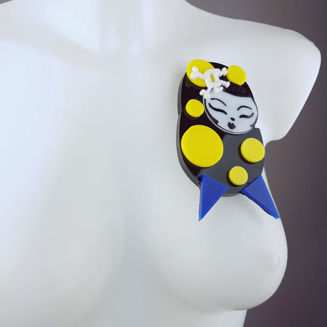 "Yochi" Large Acrylic Doll Brooch