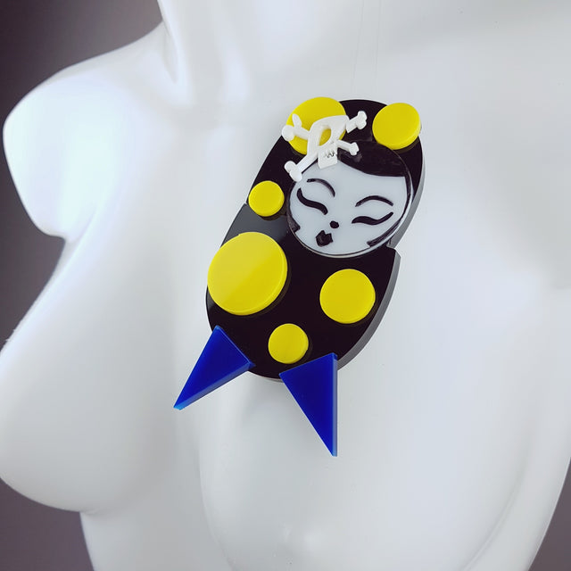 "Yochi" Large Acrylic Doll Brooch
