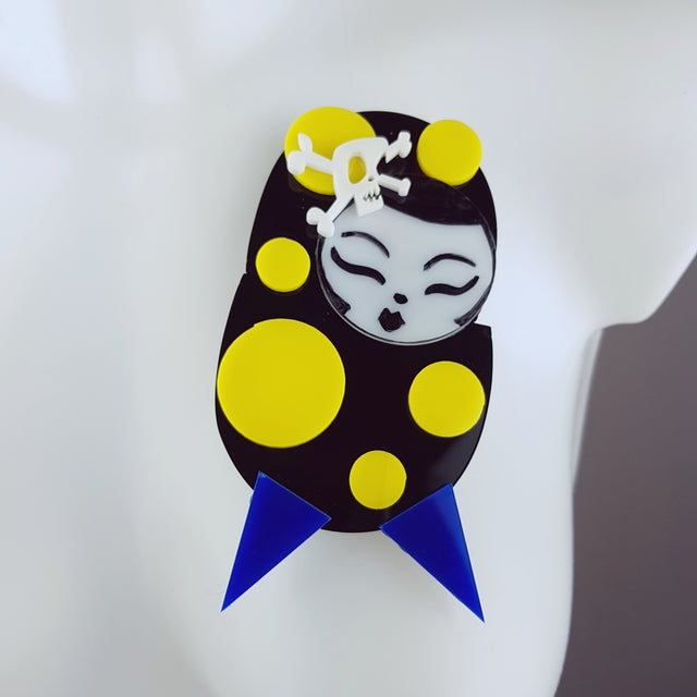 "Yochi" Large Acrylic Doll Brooch