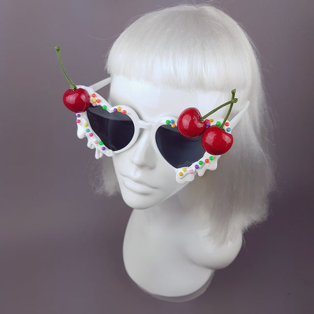 "Sugar Rush" Cherries & Cream Heart Shaped Sunglasses