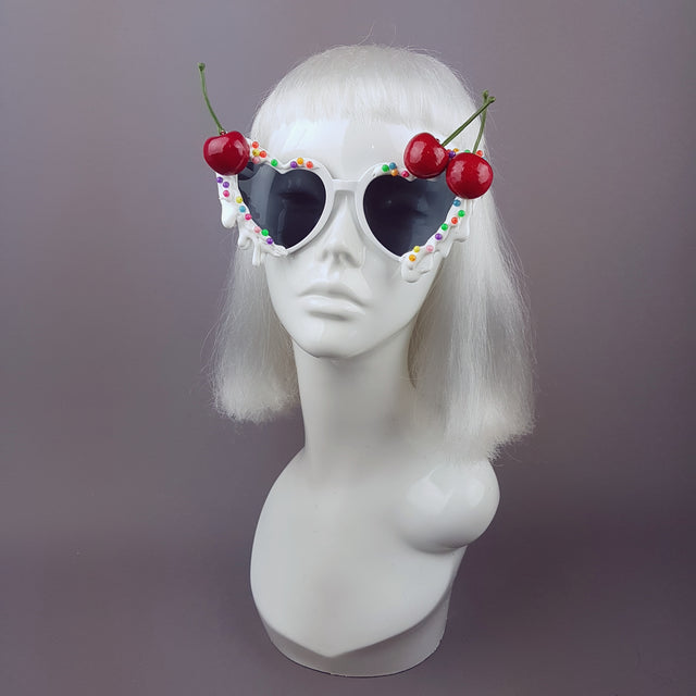 "Sugar Rush" Cherries & Cream Heart Shaped Sunglasses
