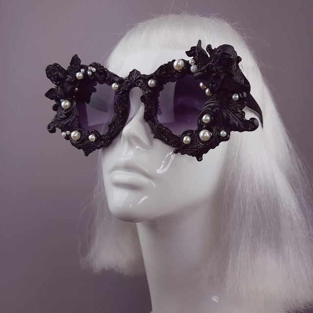 "Coven" Black Filigree Ornate Sunglasses