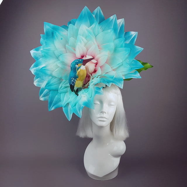 "Aine" Giant Blue Flower & Kingfisher Hat