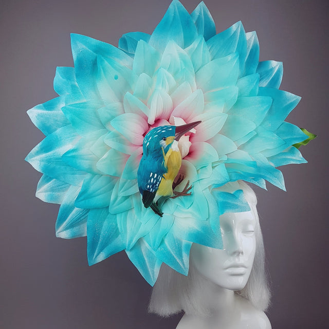 "Aine" Giant Blue Flower & Kingfisher Hat