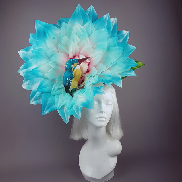 "Aine" Giant Blue Flower & Kingfisher Hat