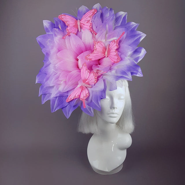"Celeste" Giant Pink Flower & Butterflies Hat