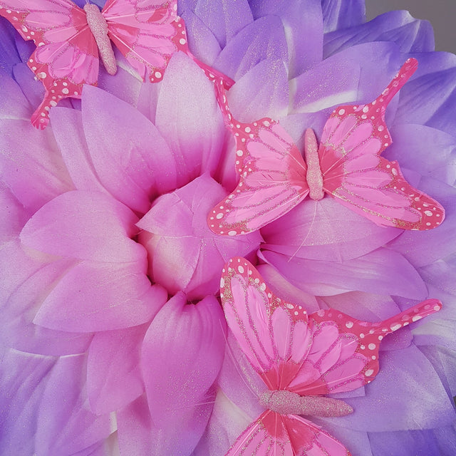 "Celeste" Giant Pink Flower & Butterflies Hat