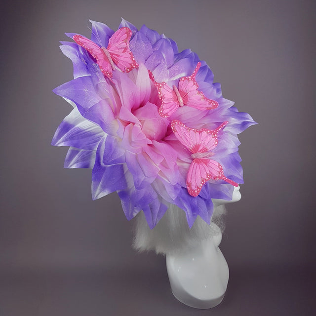"Celeste" Giant Pink Flower & Butterflies Hat