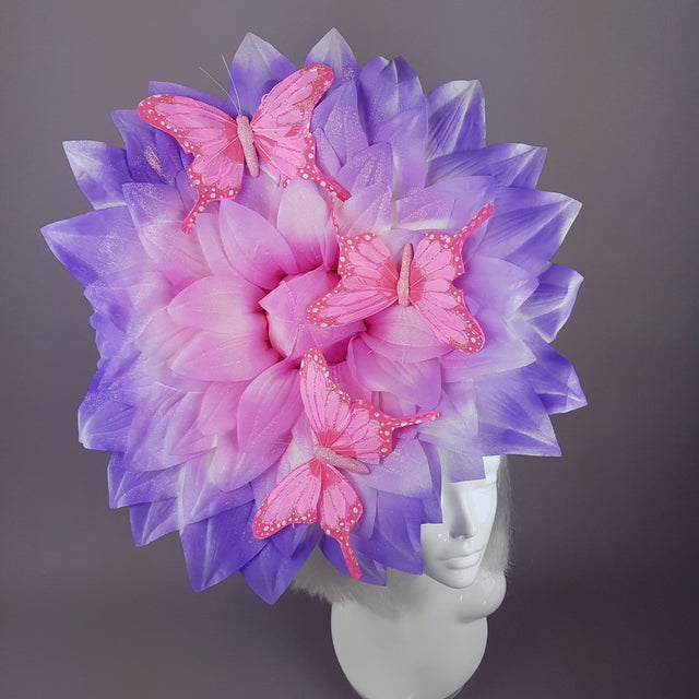 "Celeste" Giant Pink Flower & Butterflies Hat