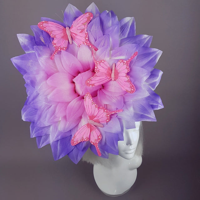 "Celeste" Giant Pink Flower & Butterflies Hat