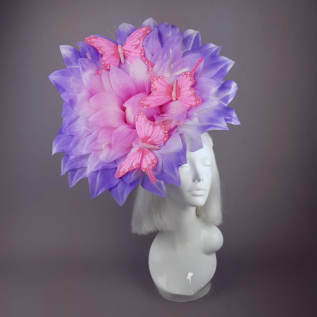 "Celeste" Giant Pink Flower & Butterflies Hat