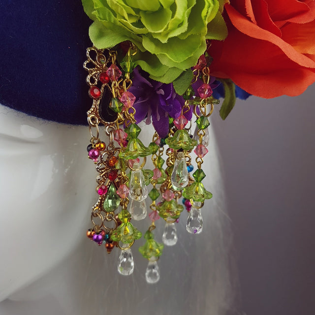 "Radella" Colourful Flower & Navy Blue Headpiece