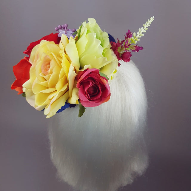 "Radella" Colourful Flower & Navy Blue Headpiece