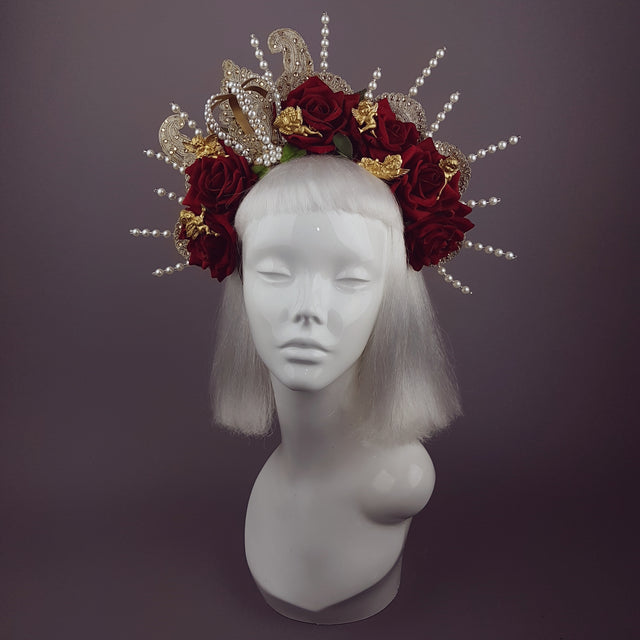 "Madonna" Virgin Mary Rose Pearl Crown Halo