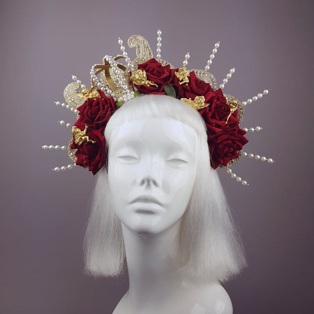 "Madonna" Virgin Mary Rose Pearl Crown Halo