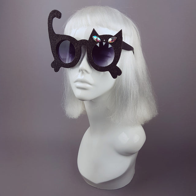 "Fierce" Black Glitter Cat Sunglasses