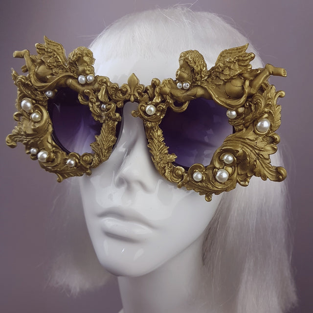 "Seraphim" Gold Filigree Ornate Cherub Sunglasses