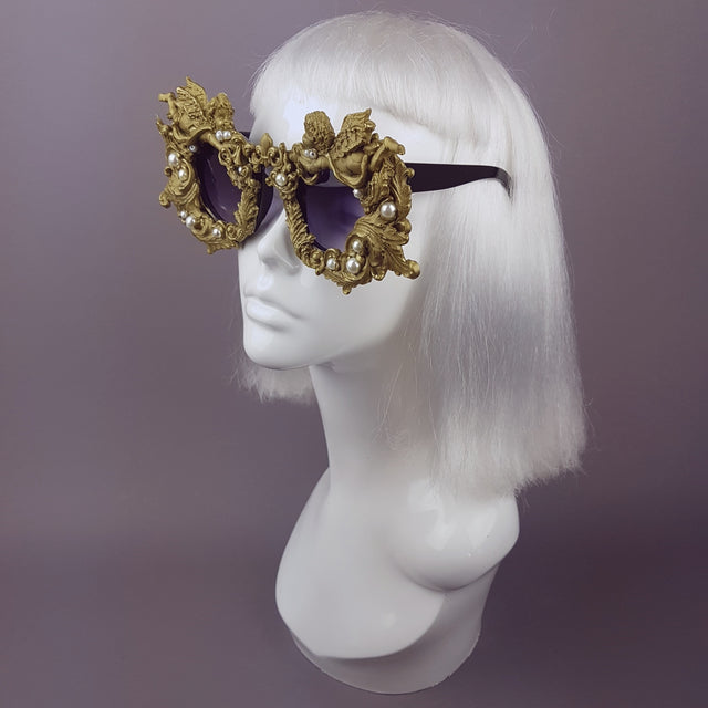"Seraphim" Gold Filigree Ornate Cherub Sunglasses