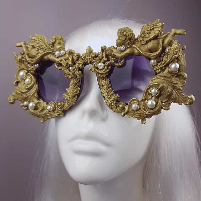 "Seraphim" Gold Filigree Ornate Cherub Sunglasses