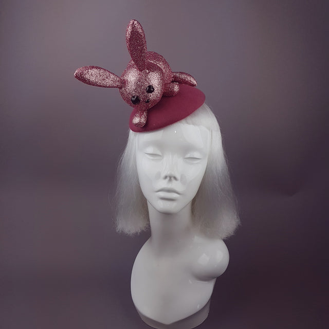 "Flopsy" Pink Glitter Bunny Rabbit Fascinator Hat