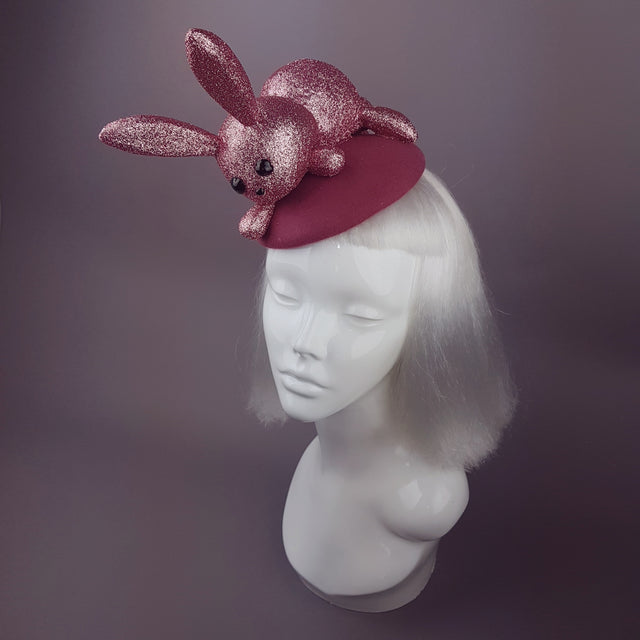 "Flopsy" Pink Glitter Bunny Rabbit Fascinator Hat