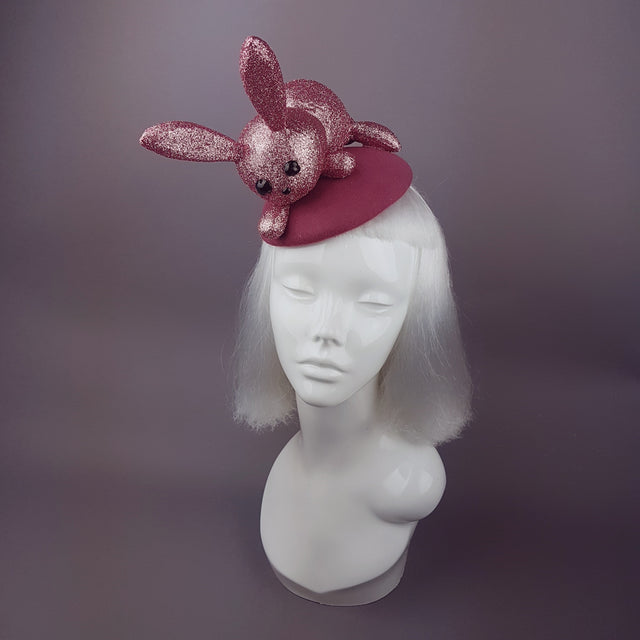 "Flopsy" Pink Glitter Bunny Rabbit Fascinator Hat