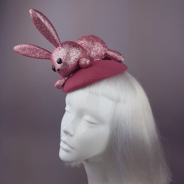 "Flopsy" Pink Glitter Bunny Rabbit Fascinator Hat