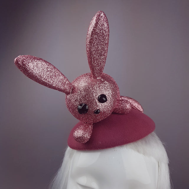 "Flopsy" Pink Glitter Bunny Rabbit Fascinator Hat