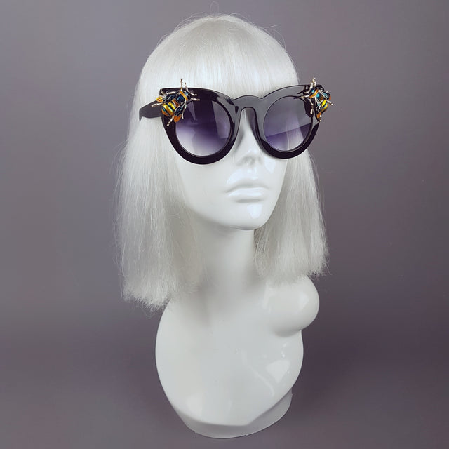 "Honey-B" Black Teal Bee Sunglasses